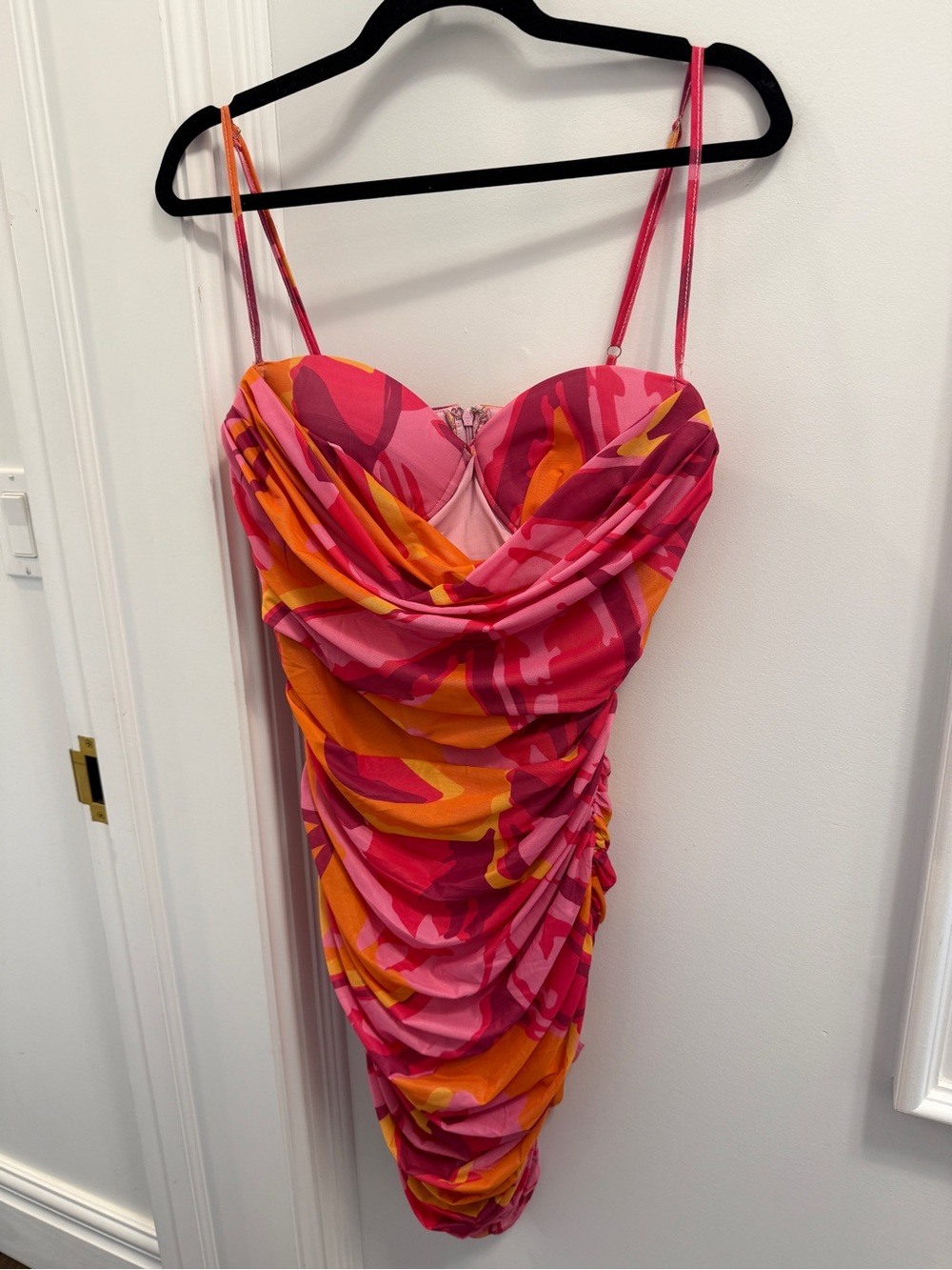 Princess Polly Pink & Orange Ruched Cowl Mini Dress